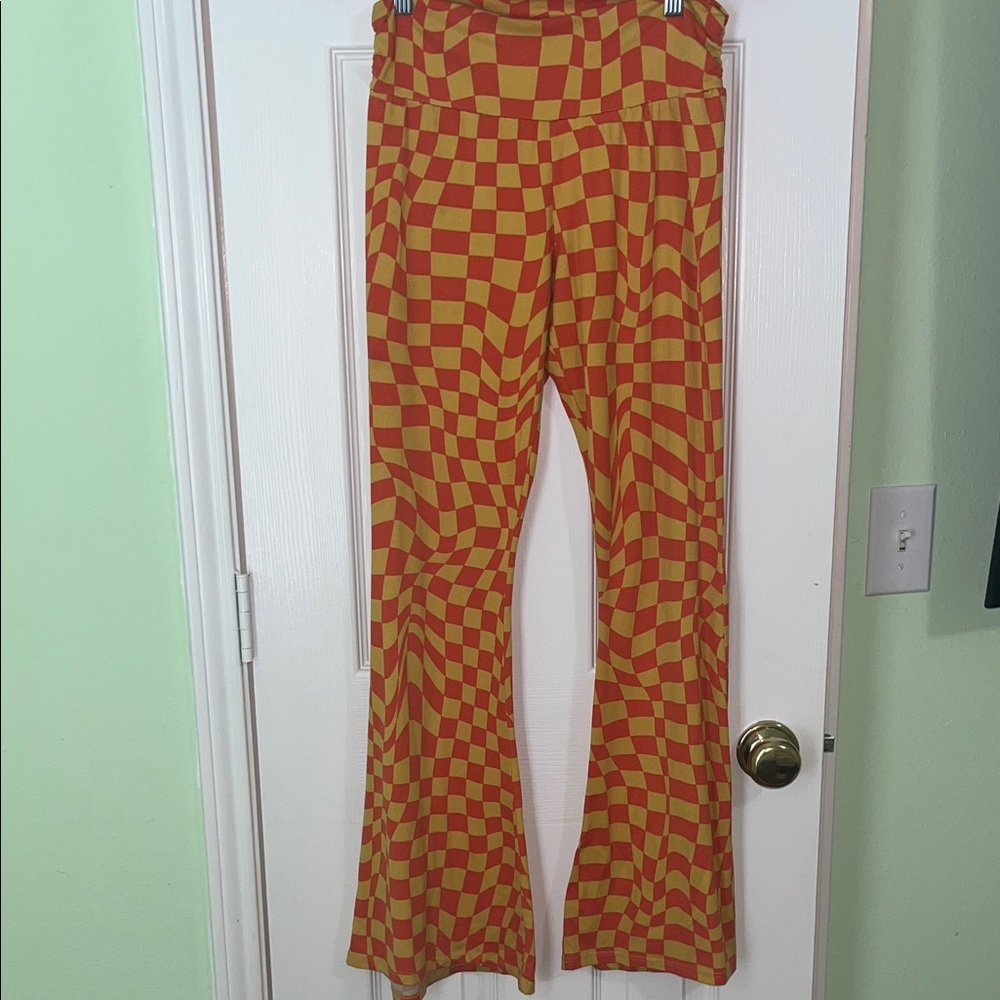 Vibrant Checkered Women's Flare Pants